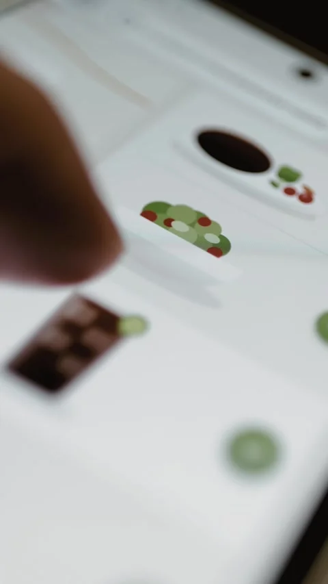Meal selection screen combines steak salad and dessert Stock Footage 346603553