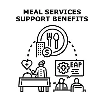 Meal services support benefits program concept illustration Stock Illustration