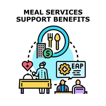 Meal services support benefits program concept illustration Stock Illustration