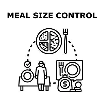 Meal size control for weight management program Stock Illustration