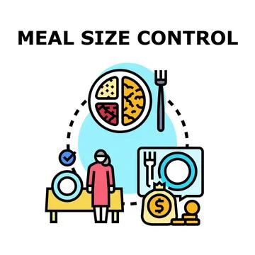 Meal size control for weight management program Stock Illustration