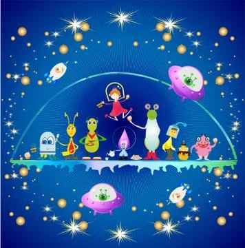 Meal in a spaceship Stock Illustration