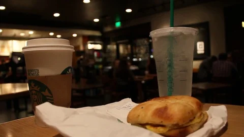 Meal at Starbucks Stock Footage 78891765