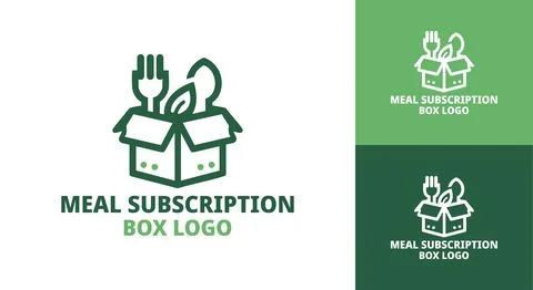 Meal Subscription Box Logo Creative Food Service Branding Stock Illustration