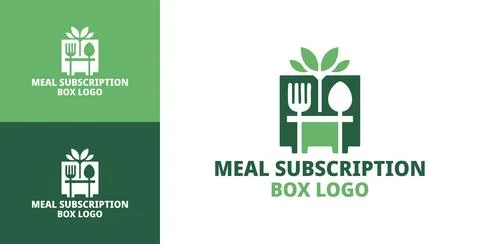 Meal Subscription Box Logo Premium Nutrition Symbol Illustrazione stock
