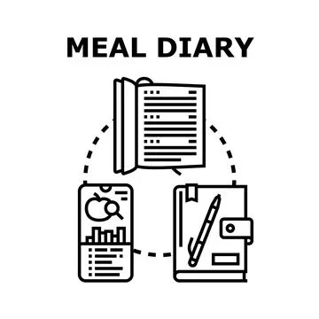 Meal tracking diary planning logging nutrition concept Stock Illustration