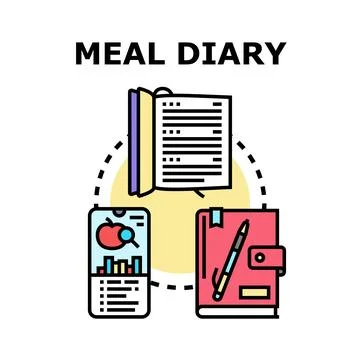 Meal tracking diary planning logging nutrition concept Stock Illustration