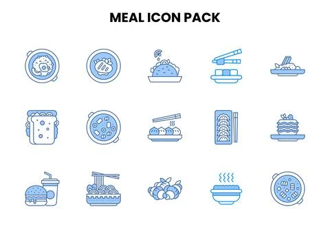 Meal Two Colour Bundle Icons Pack Stock Illustration