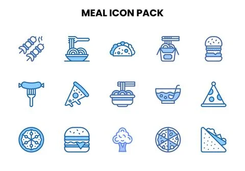 Meal Two Colour Design Icons Pack Stock Illustration