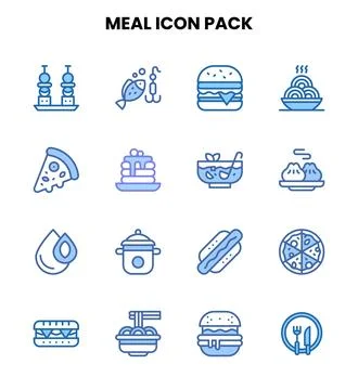 Meal Two Colour Icons Pack Stock Illustration