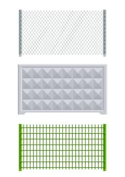 Meallic net and concrete fence Stock Illustration