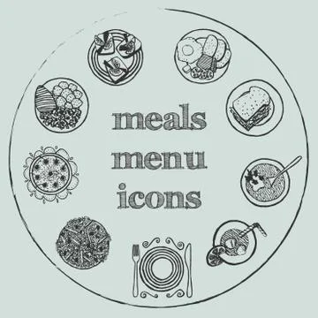 Meals menu elements - icons set 2 Stock Illustration
