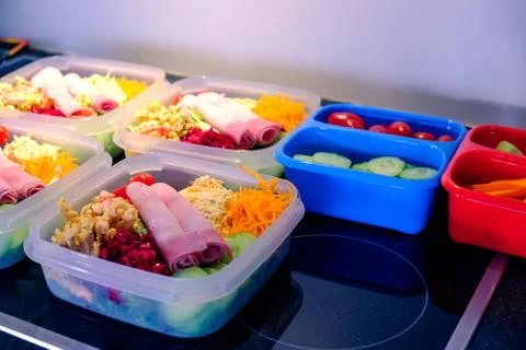 Meals in plastic containers Stock Photos