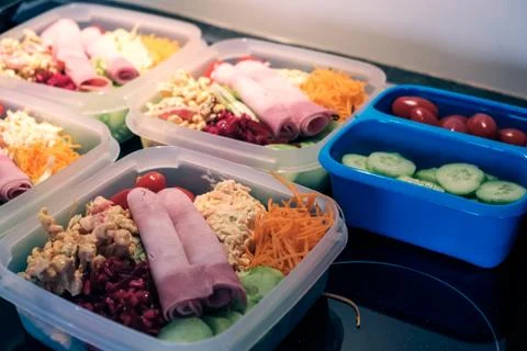Meals in plastic containers Stock Photos