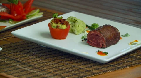 Meals plated on table Stock Footage 57815160