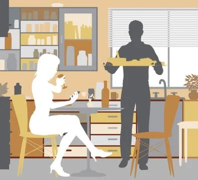 Mealtime at home Stock Illustration