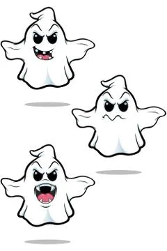 Mean Cartoon Ghost Set Stock Illustration