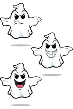 Mean Cartoon Ghost Set Stock Illustration