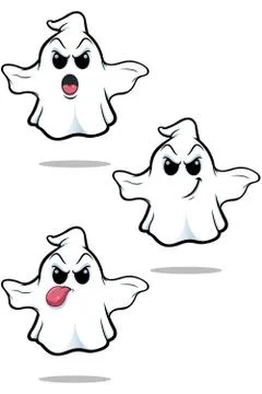 Mean Cartoon Ghost Set Illustrazione stock