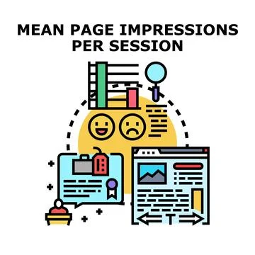 Mean page impressions per session concept Stock Illustration