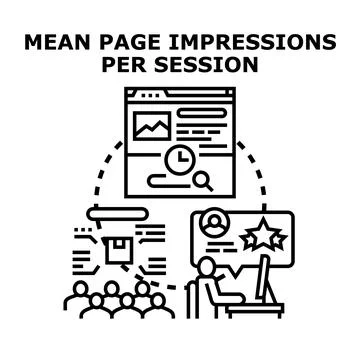 Mean page impressions per session concept vector Stock Illustration