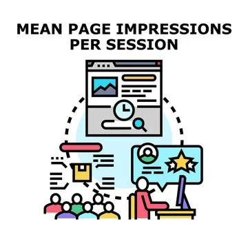 Mean page impressions per session concept vector 库存插图