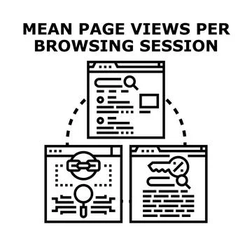 Mean page views per browsing session analytics Illustrazione stock