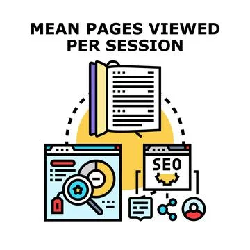 Mean pages viewed per session measuring analytics Stock Illustration