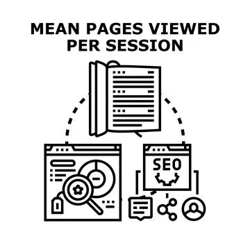 Mean pages viewed per session measuring analytics Stock Illustration