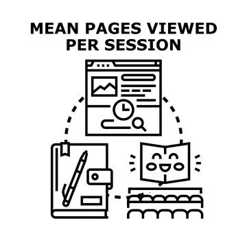 Mean pages viewed per session measuring analytics concept イラスト素材