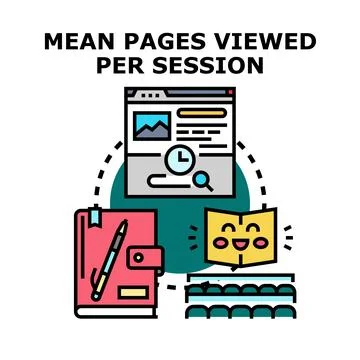 Mean pages viewed per session measuring analytics concept Stock Illustration