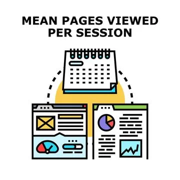 Mean pages viewed per session tracking website analytics Stock Illustration