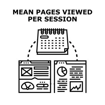 Mean pages viewed per session tracking website analytics Stock Illustration