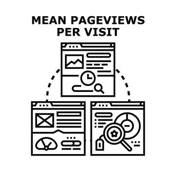 Mean pageviews per visit web analytics concept Stock Illustration