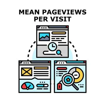 Mean pageviews per visit web analytics concept Stock Illustration