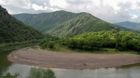 Meander of Arda river in spring Stock Footage 21638910