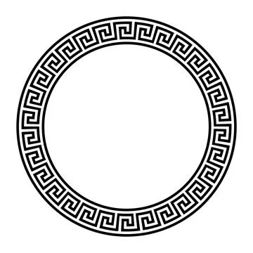 Meander circle frame, decorative border with seamless Greek key pattern Stock Illustration