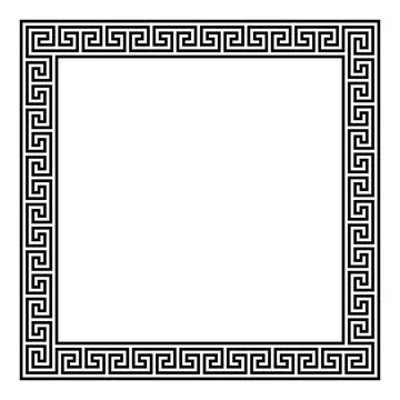 Meander pattern with changing direction, Greek key square frame Stock Illustration