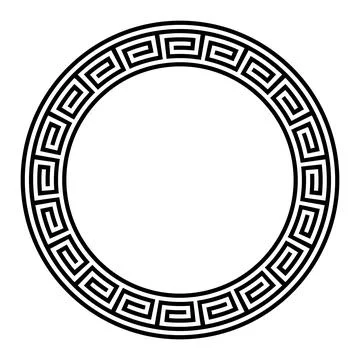 Meander pattern, circle frame, a border with Greek key pattern 스톡 일러스트