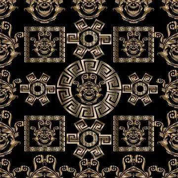 Meander vector seamless pattern. Abstract geometric greek key background. Stock-Illustration