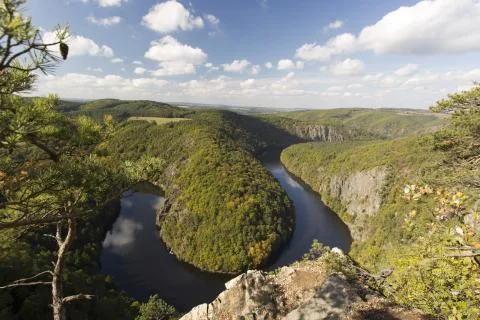 Meander of Vltava river Stock Photos