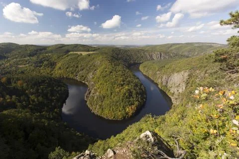 Meander of Vltava river Stock Photos