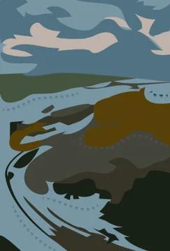 Meandering river Stock Illustration