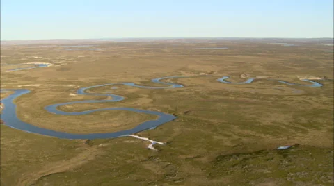 Meandering river in tundra Video stock 44693169
