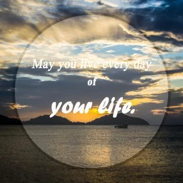 Meaningful quotes on the sea with dramatic sky Stock Illustration