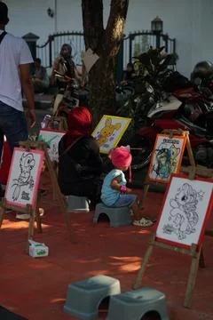 A means of learning to paint on Canva sketch Fotos de archivo