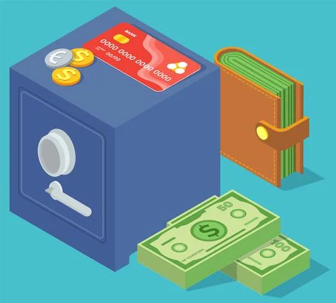 Means of payment various elements. Concept of big money. Big pile of cash Ilustración de archivo