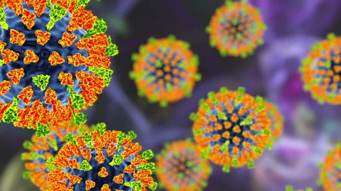 Measles viruses, animation Stock Footage 154857209