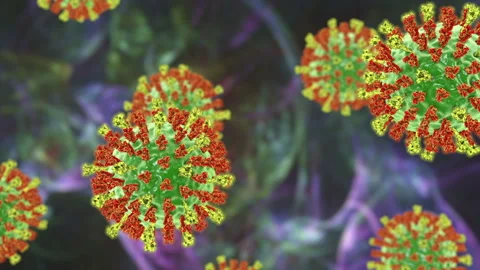 Measles viruses, animation Stock Footage 154858010