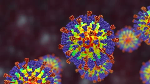 Measles viruses, animation Stock Footage 154858081